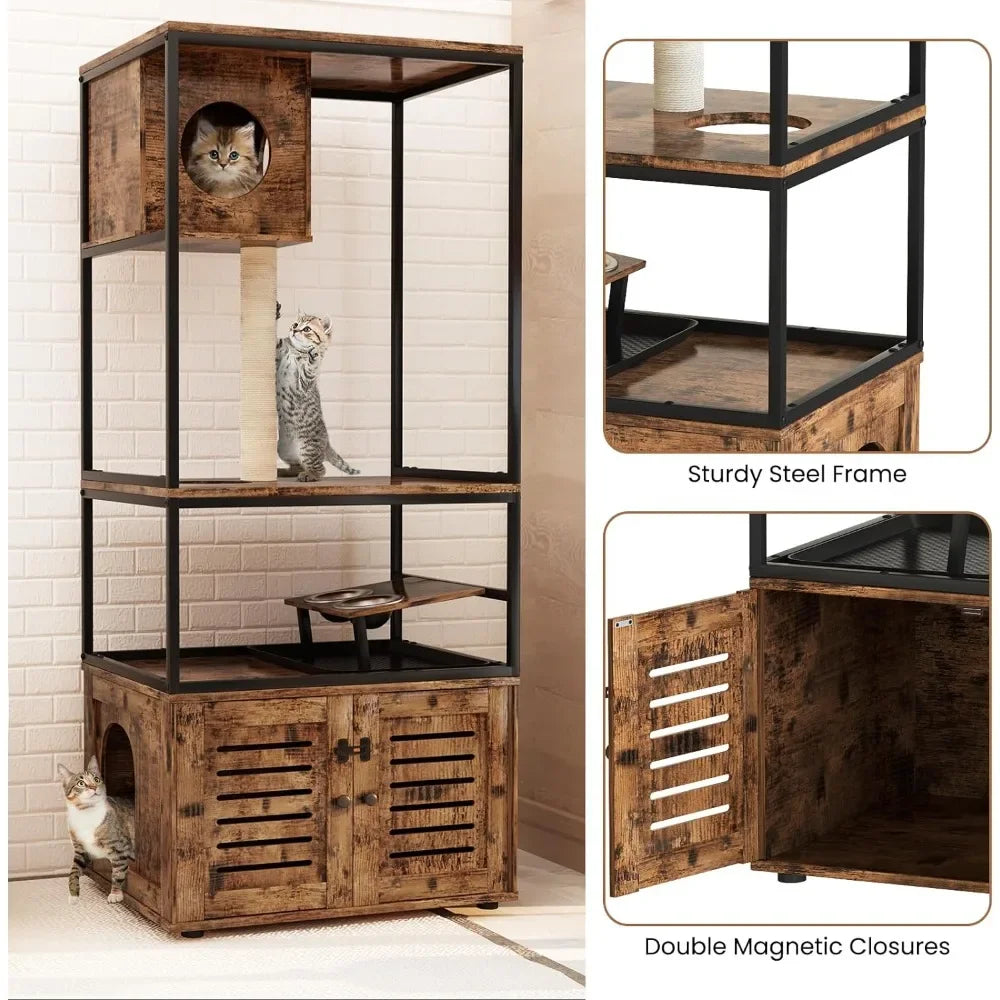 Large Cat Litter Box Enclosure Bed for Cats