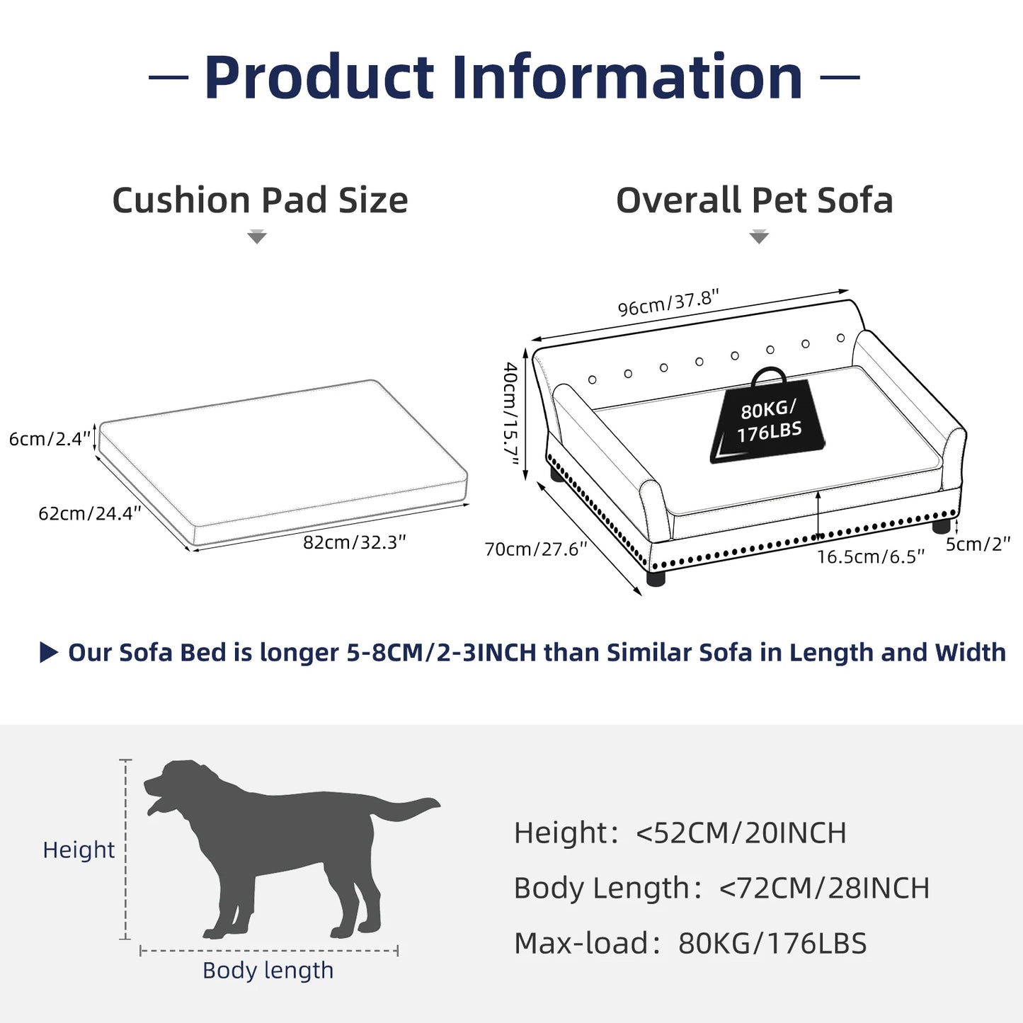 Luxury Velvet Large Elevated Dog Sofa Bed