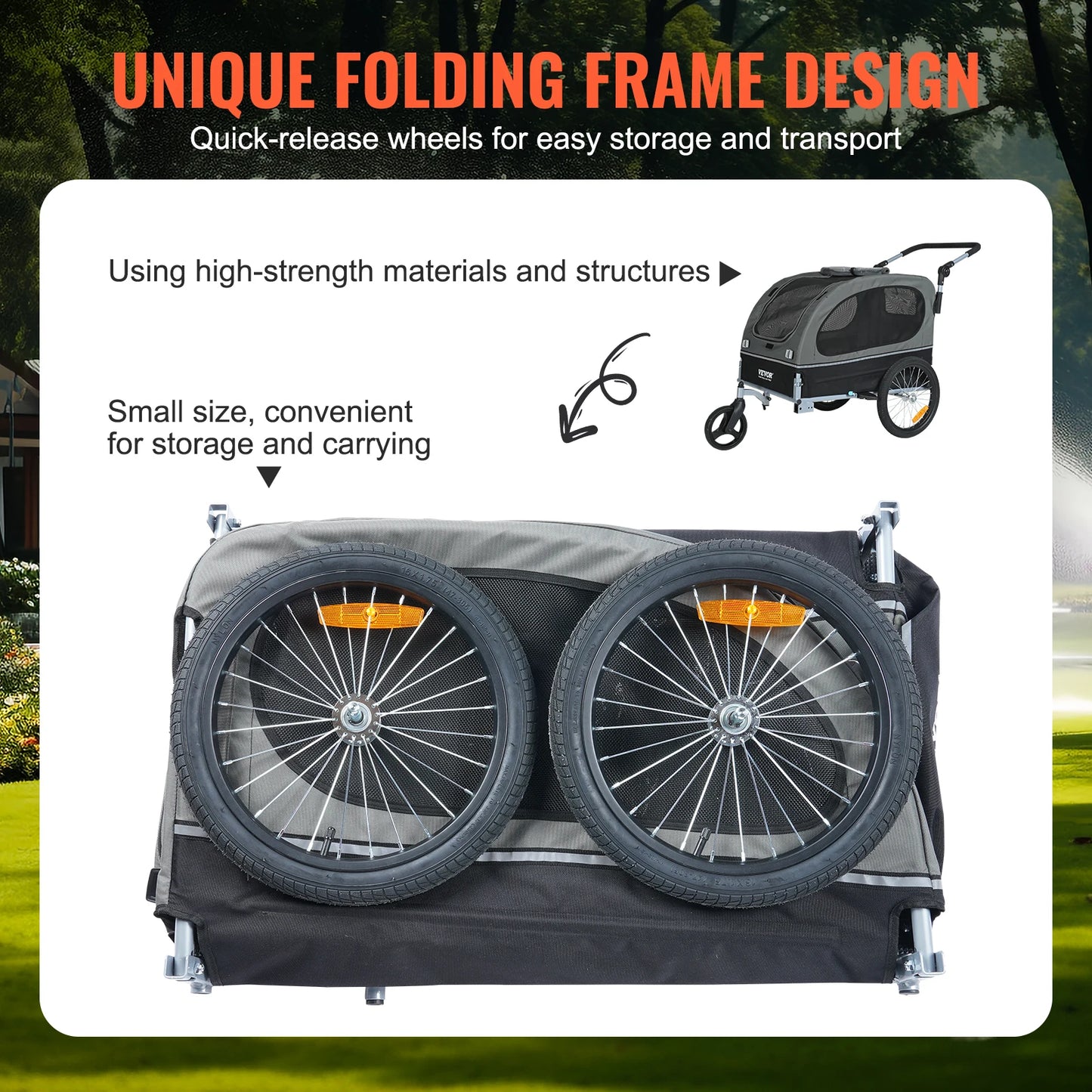 88 lbs 2-in-1 Pet Stroller Cart Dog Bike Trailer with Wheels Reflectors