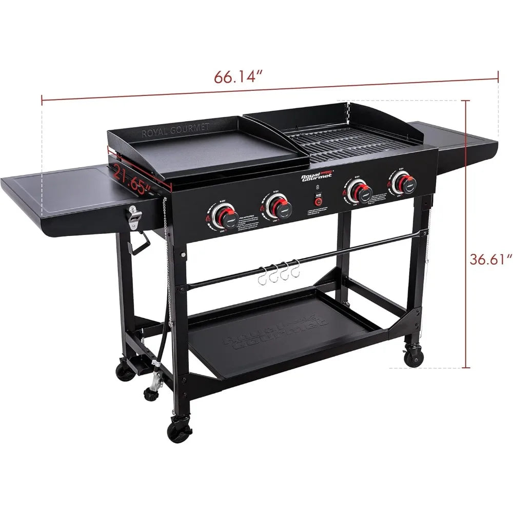 4-Burner Portable Propane Gas Grill and Griddle Combo.