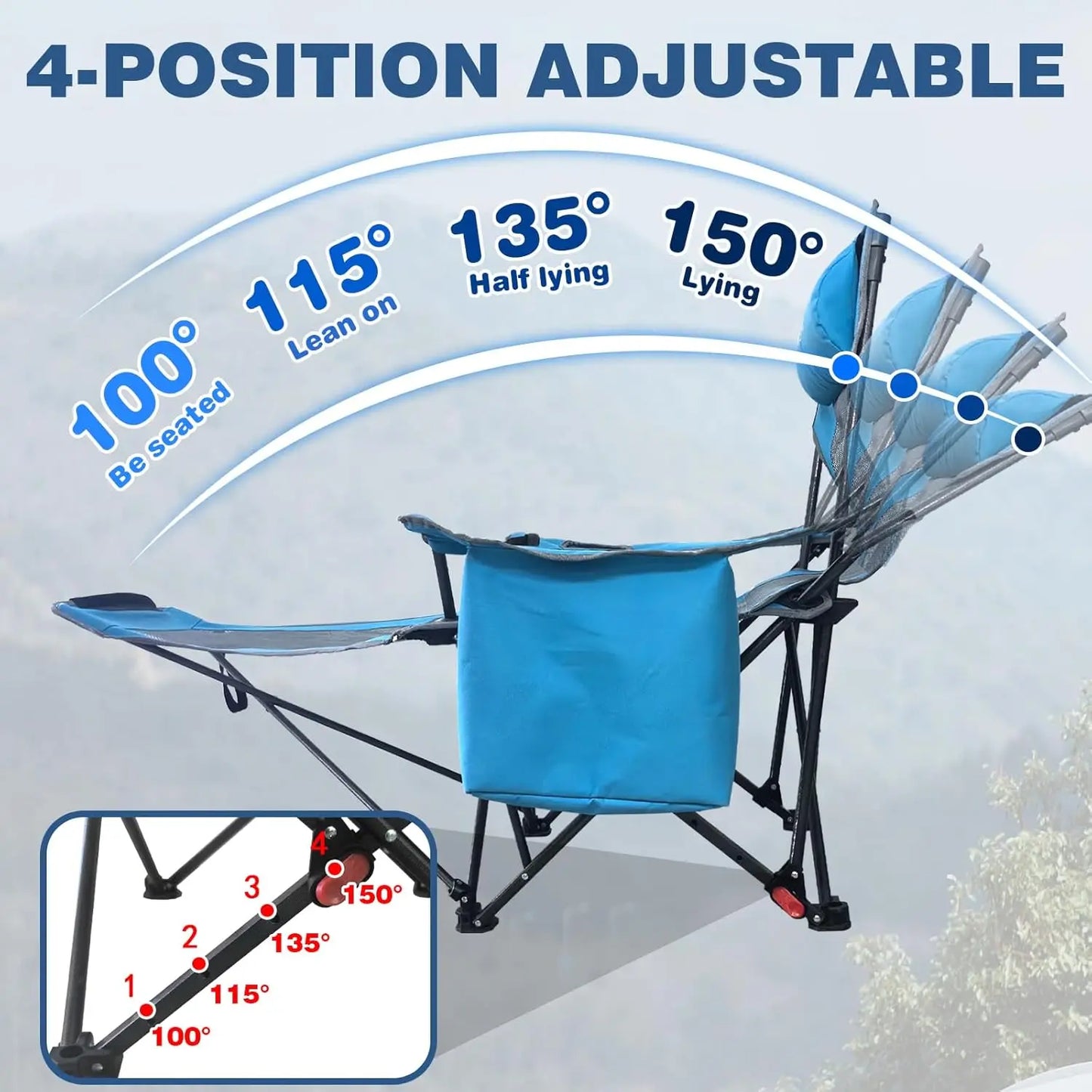 2- 4 Position Camping Chair with Foot Rest