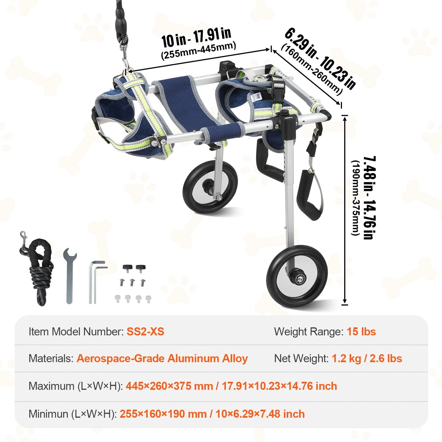 2 Wheels Dog Wheelchair for Back Legs