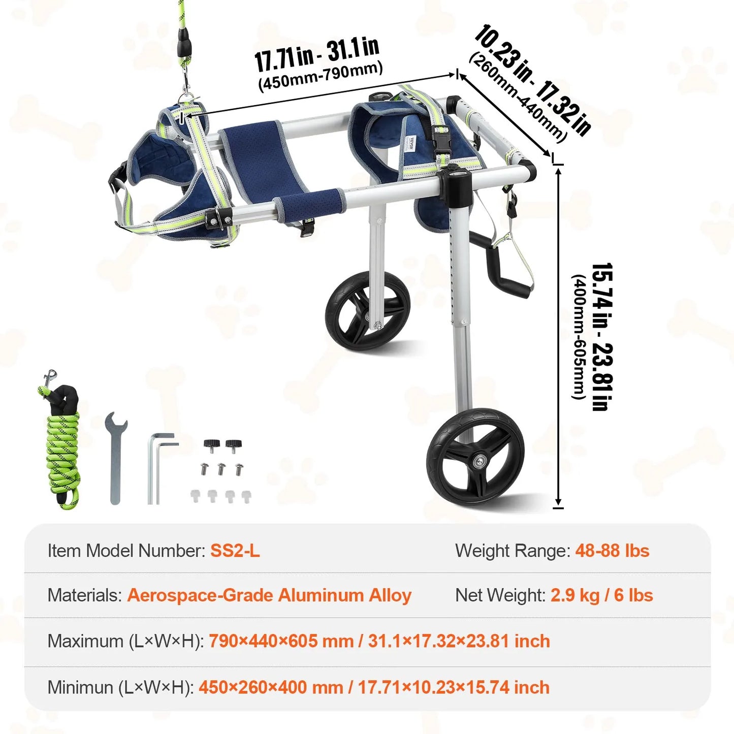 2 Wheels Dog Wheelchair for Back Legs