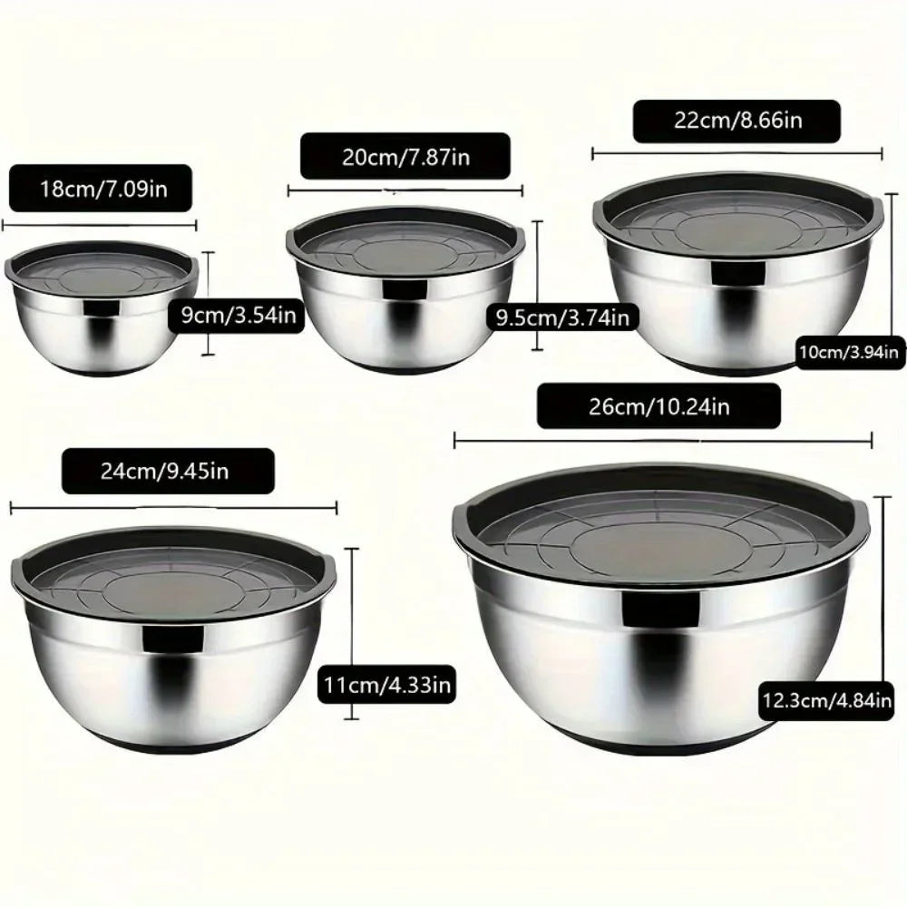 5-Piece Stainless Steel Nesting Mixing Bowl Set