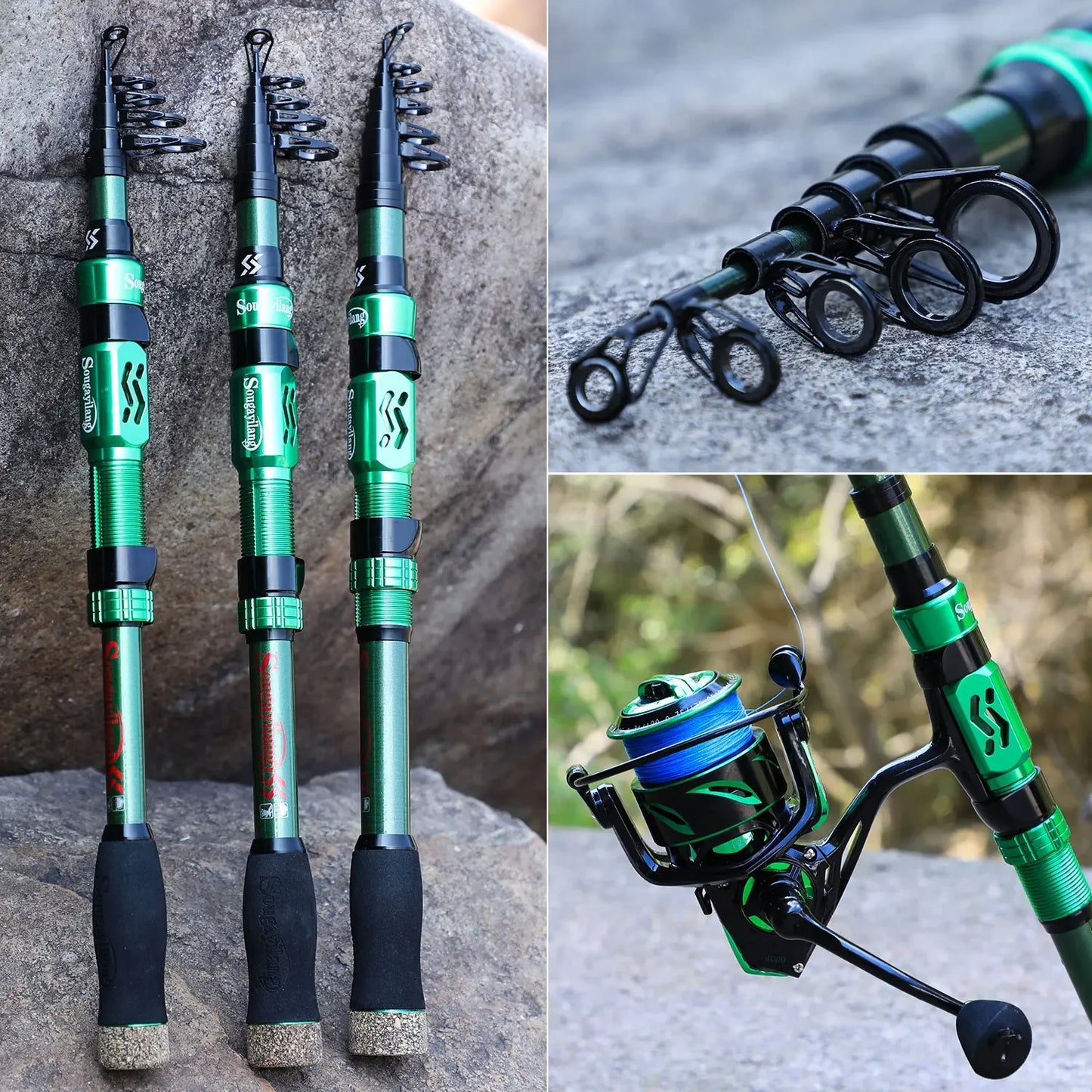 2.4m Telescopic Ultra Light Carbon Fiber Spinning Fishing Rod