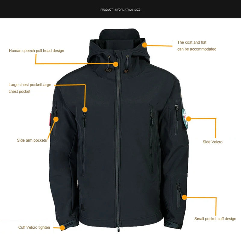 Softshell Fishing, Hiking, Camping Tactical Waterproof Jacket