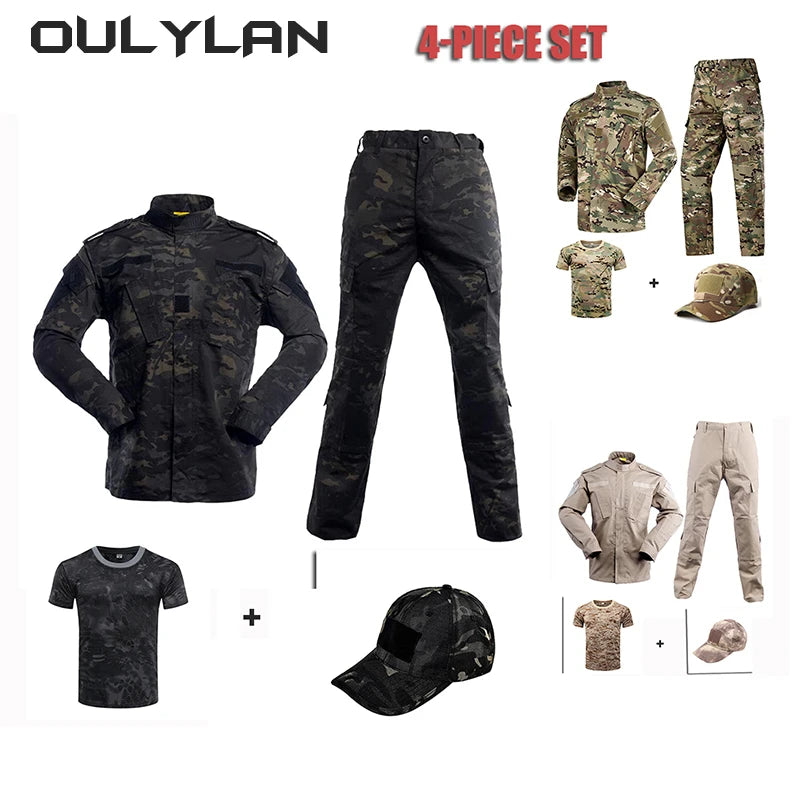 Men's Camouflage Suit; Coat, T-shirt, Pants and Hat Set
