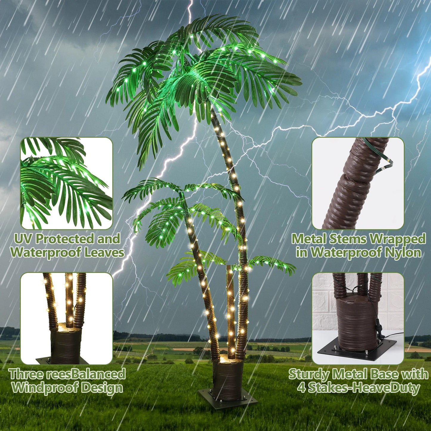 6ft Solar Lighted LED Palm Tree