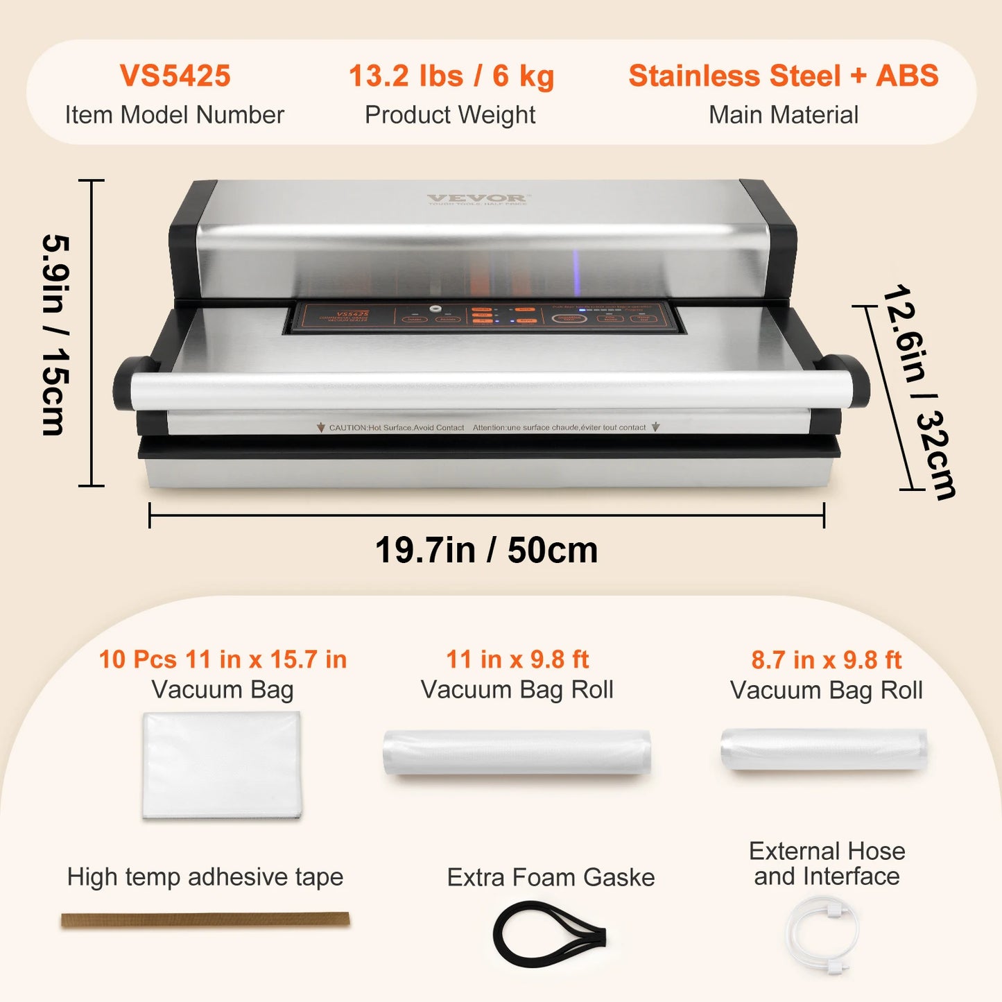 Vacuum Sealer Machine with Bag Roll Storage Cutter for Home Kitchen Use