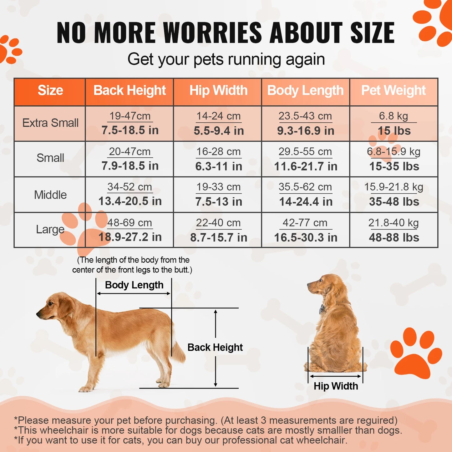 2 Wheels Dog Wheelchair for Back Legs