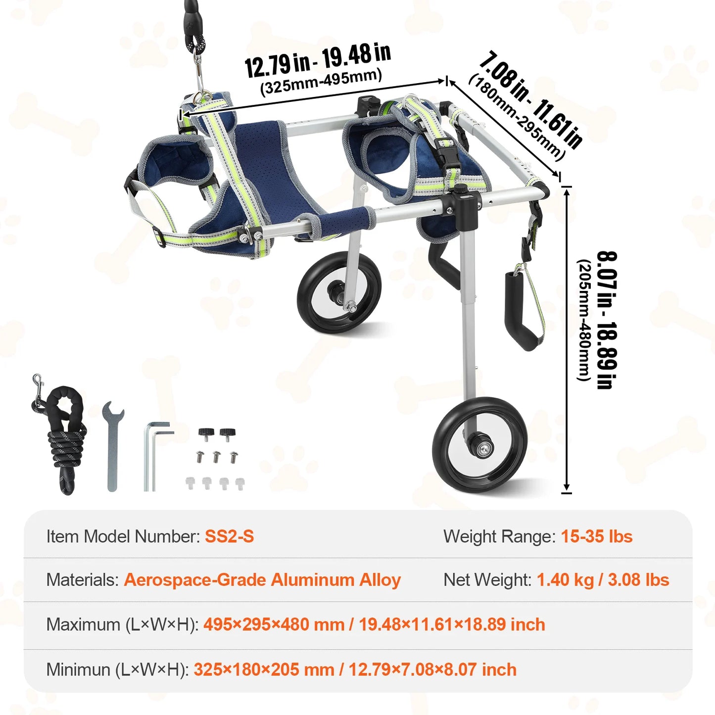 2 Wheels Dog Wheelchair for Back Legs